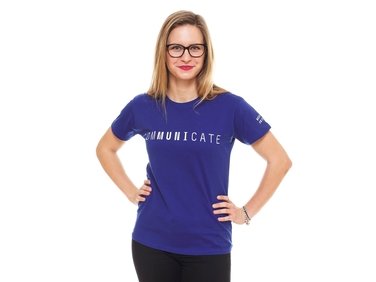 Women´s T-shirt comMUNIcate,blue