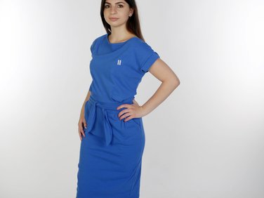 Summer dress with belt, royal blue