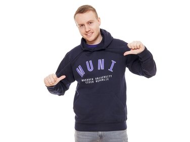 Masaryk University hoodie "MUNI", blue rounded print