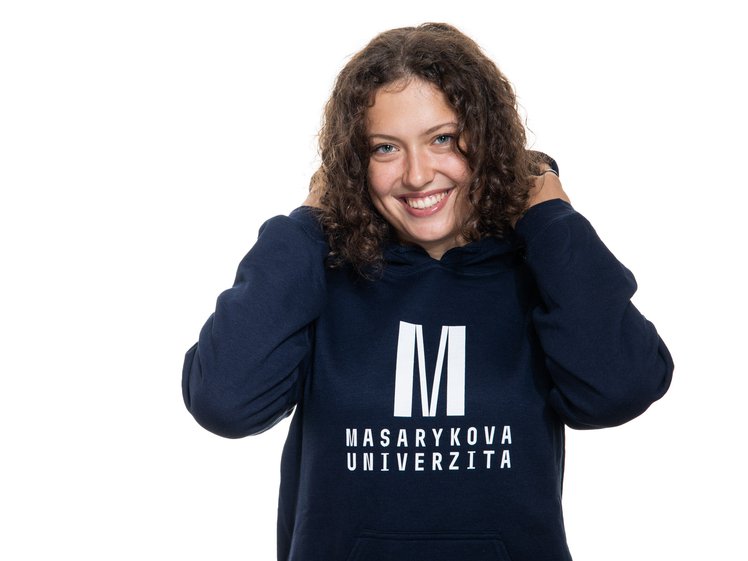 Masaryk University hoodie "MINIMALIST", navy blue