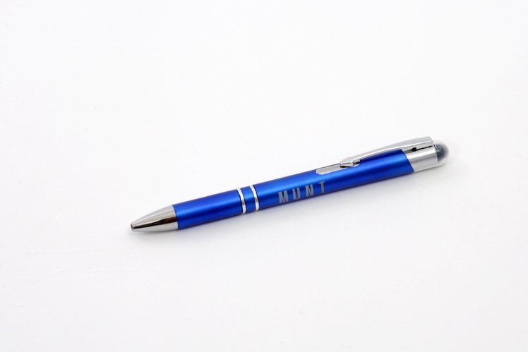 Ballpoint pen with illuminated logo