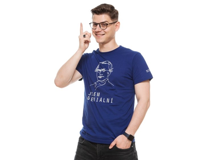 Men´s T-shirt blue "JSEM GENIÁLNÍ"
