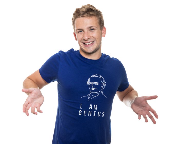 Tričko pánské modré "I AM GENIUS"