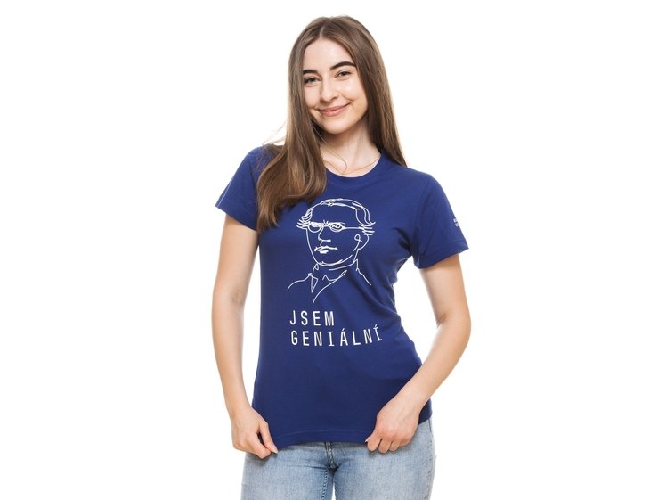 Women’s T-shirt blue "JSEM GENIÁLNÍ"