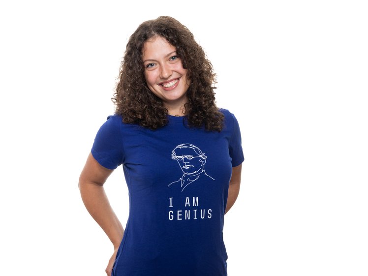 Women’s T-shirt blue "I AM GENIUS"