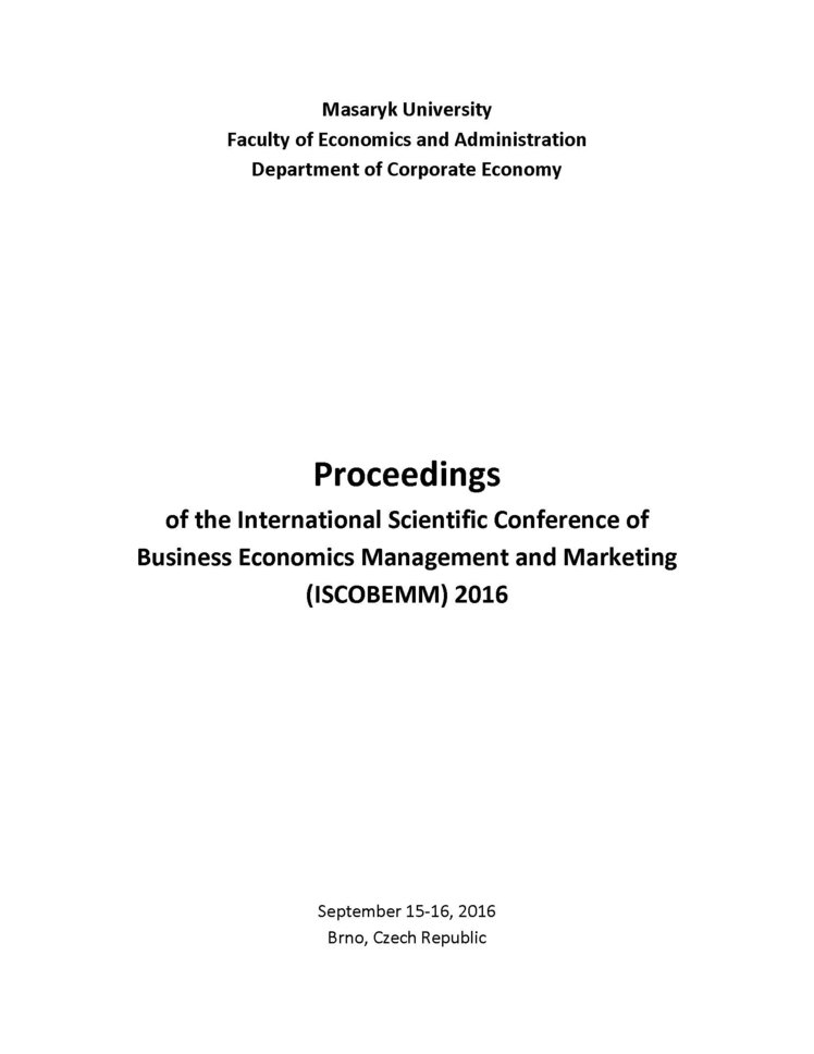 Proceedings of the International Scientific Conference of Business Economics Management and Marketing (ISCOBEMM) 2016